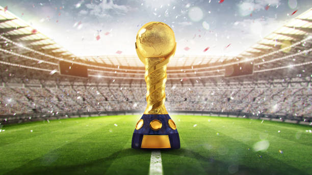 Confederations Cup. Golden trophy in the form of the globe. 2017. 3d render
